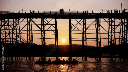 Silhouetted bridge at sunset