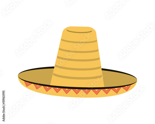 flat design mexican hat sombrero icon vector illustration