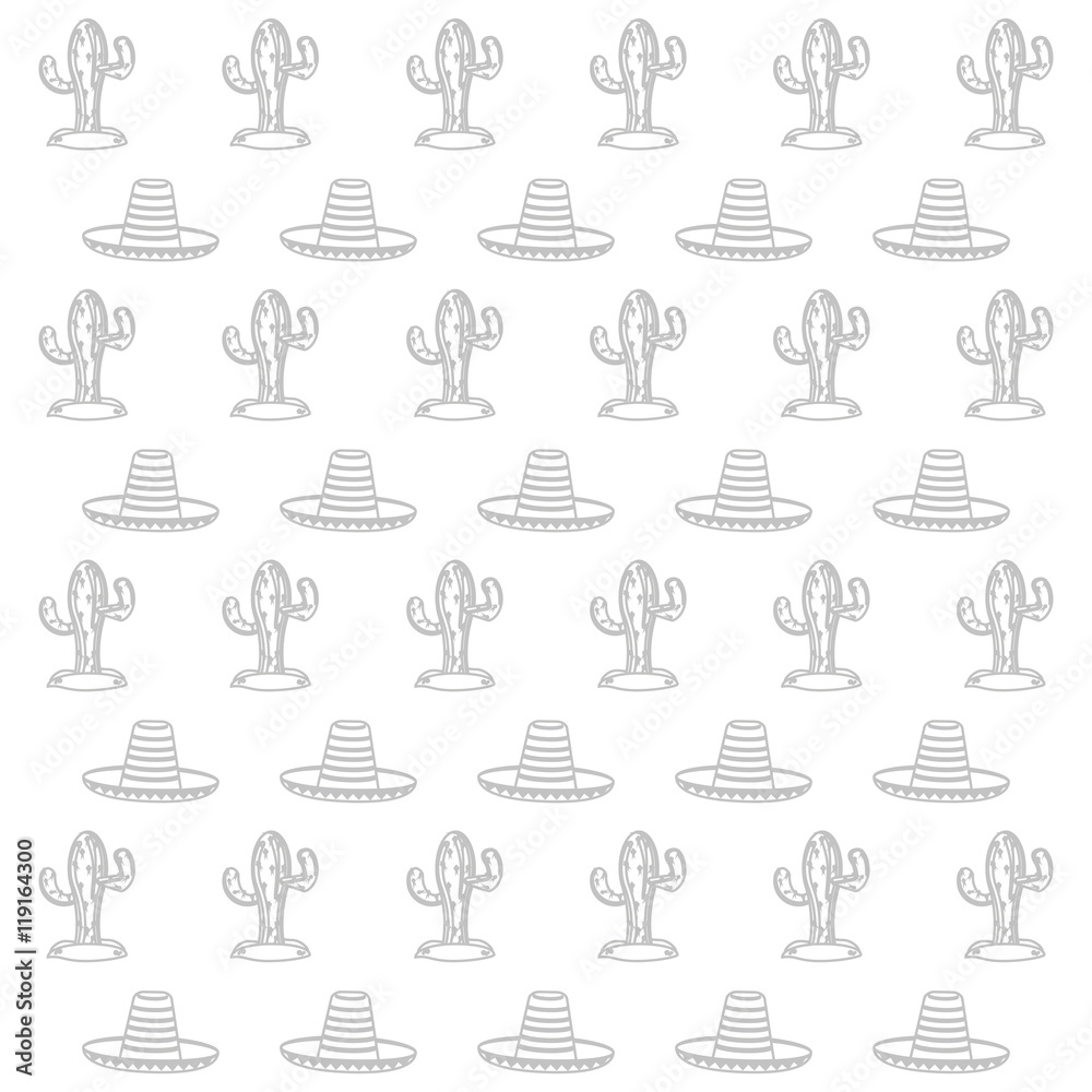 flat design cactus and sombrero pattern vector illustration flat design cactus and sombrero pattern vector illustration