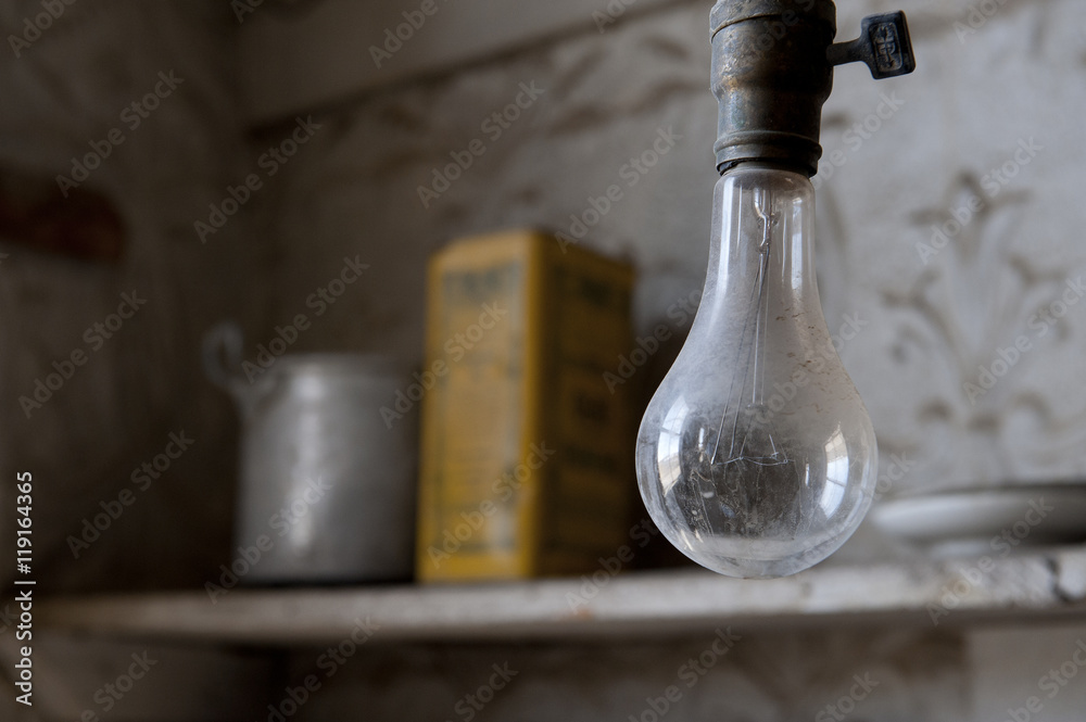Old DC Light Bulb, Ghost Town of Bodie Stock Photo | Adobe Stock