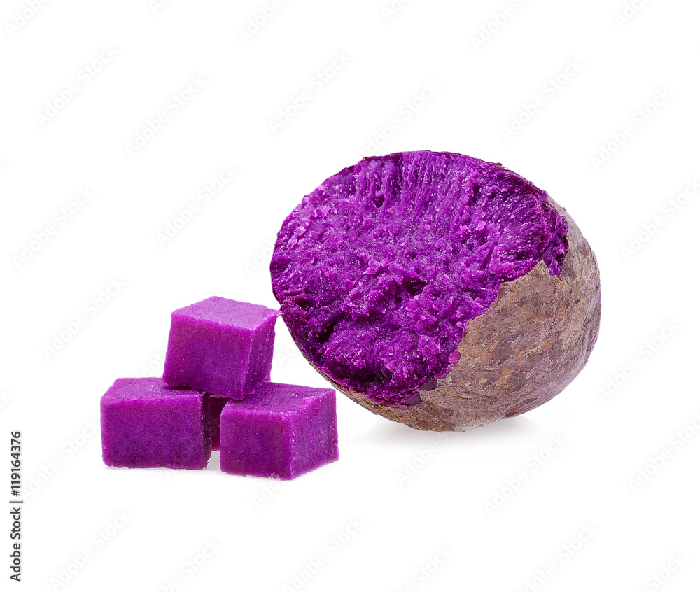 Purple Sweet Potatoes on White background Purple Sweet Potatoes on White background