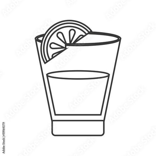 flat design tequila shot and lime icon vector illustration