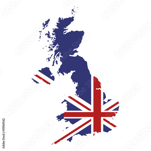 flat design great britain map and flag icon vector illustration