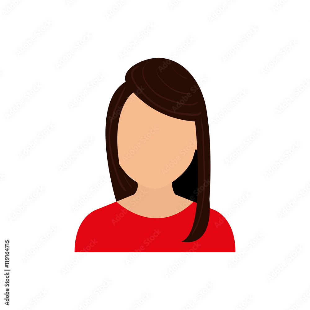 woman female girl head person icon. Isolated and flat illustration. Vector graphic