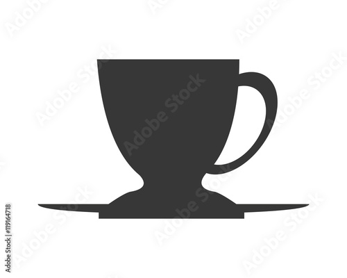flat design porcelain cup and plate icon vector illustration