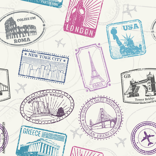 Famous world monuments and landmarks pattern