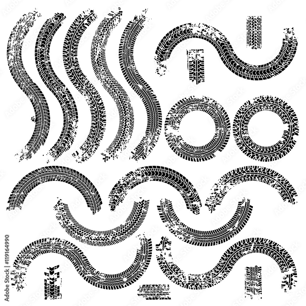 Vector tire tracks set
