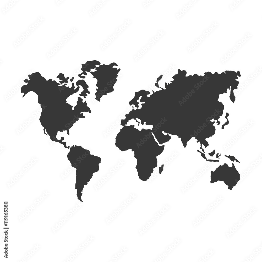 Fototapeta premium planeta ziemia ikona kartografii mapy świata. Płaski i izolowany projekt. Ilustracji wektorowych