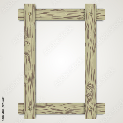 Wooden frame isolated on a bright background