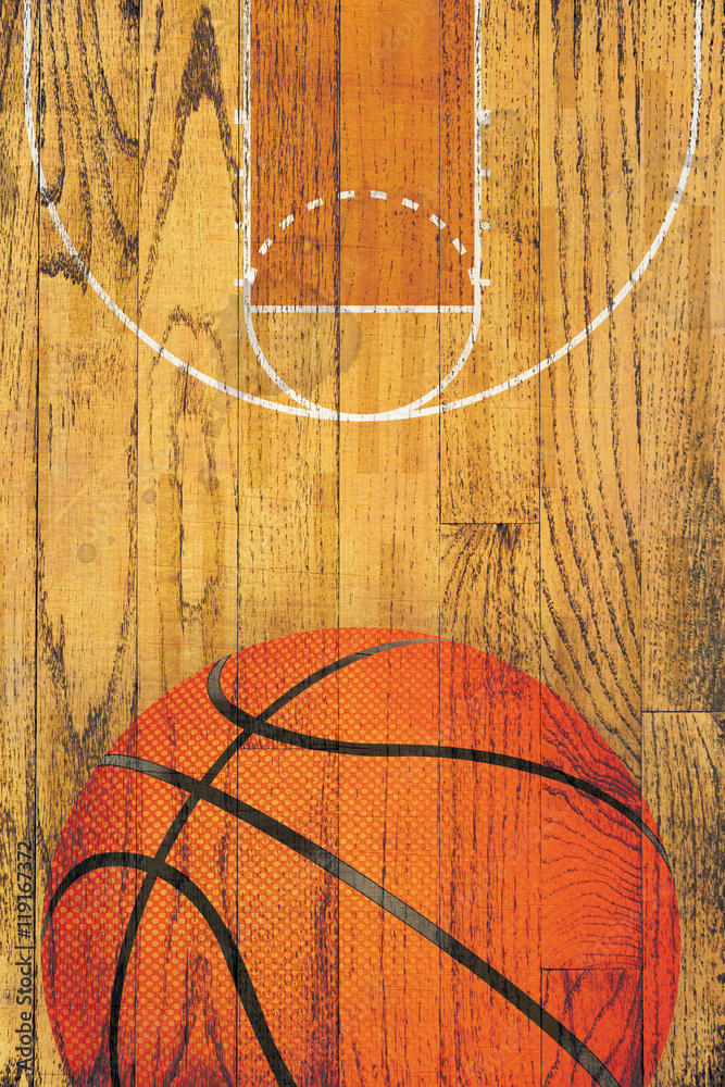 Fototapeta premium Vintage Basketball Hardwood Floor Background
