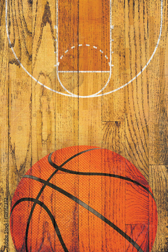 Vintage Basketball Hardwood Floor Background