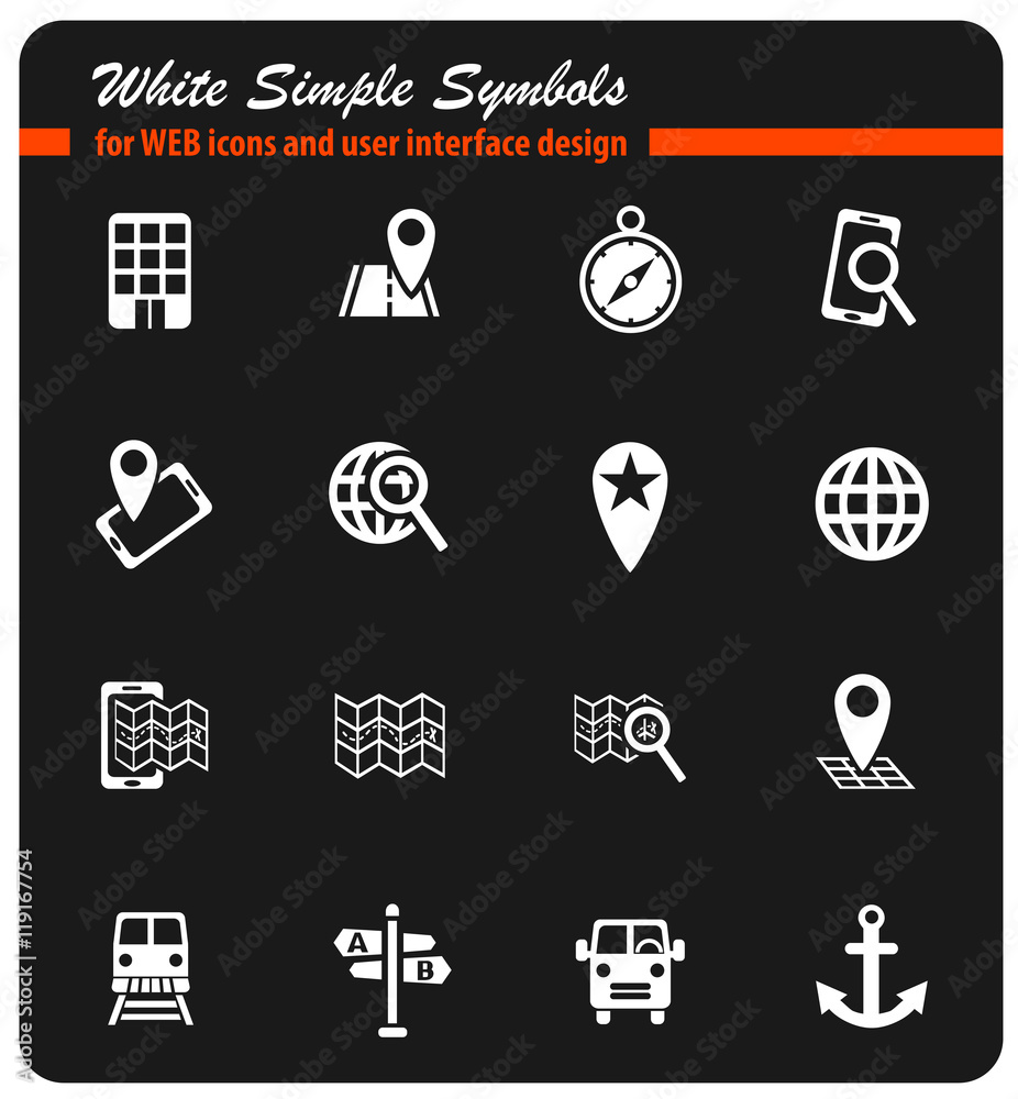 navigation ransport map icon set navigation ransport map icon set
