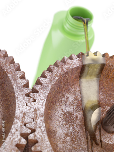 Schilderij op canvas Oiling Rusty Gears