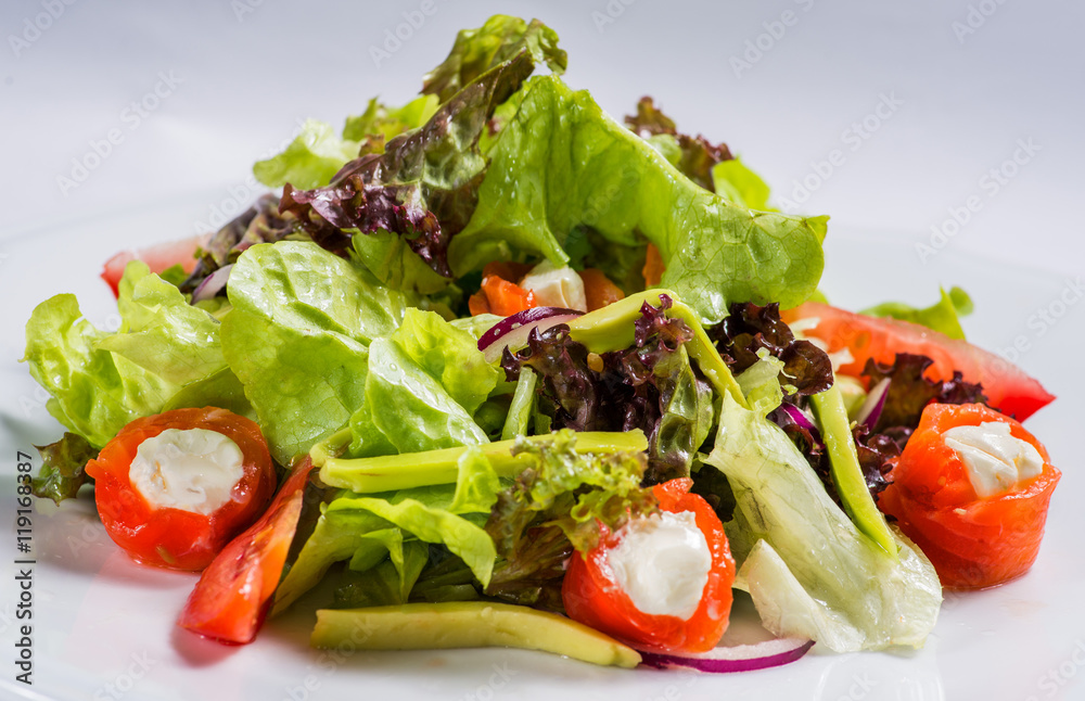 salad plate on a white background for the menu salad plate on a white background for the menu