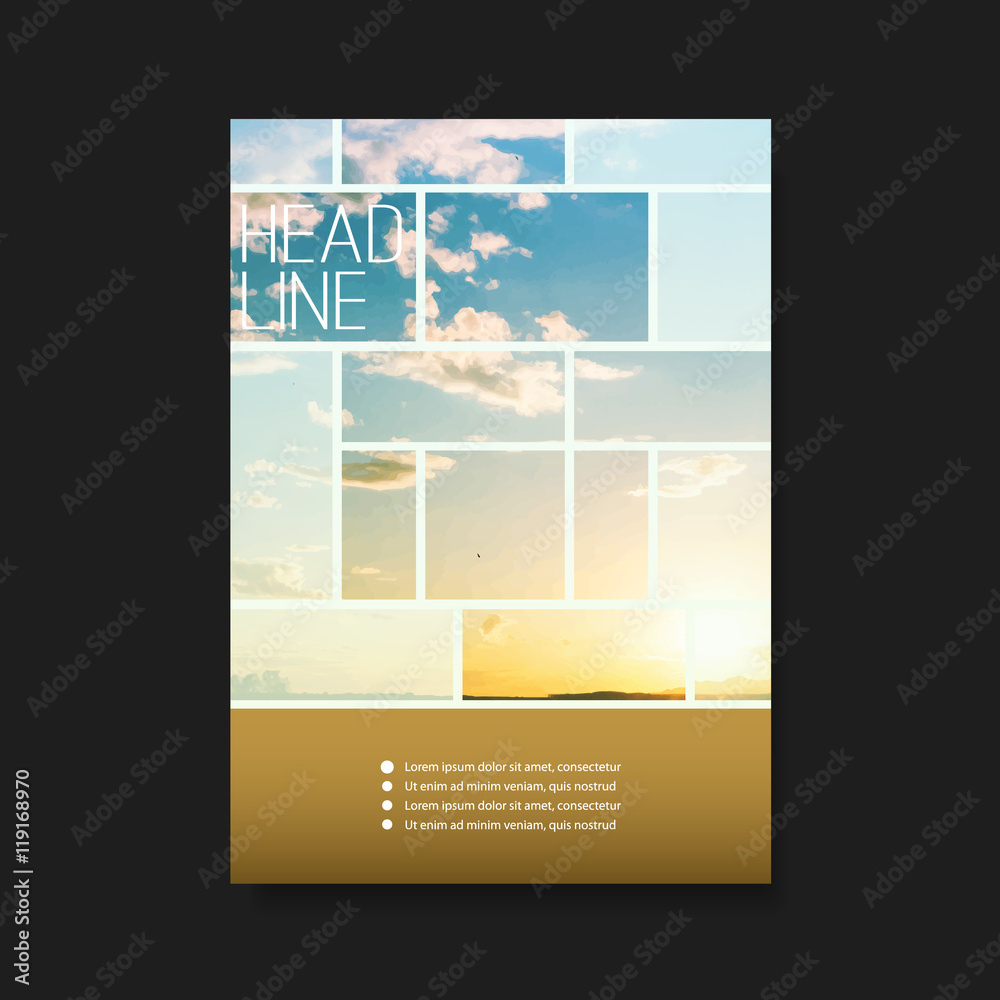     Business Flyer or Cover Design with Sunset Photo - Corporate Identity Design Template 