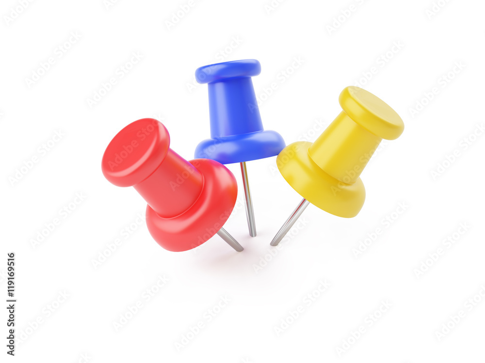 Triple pinned point 3d illustration concept isolated on white Triple pinned point 3d illustration concept isolated on white