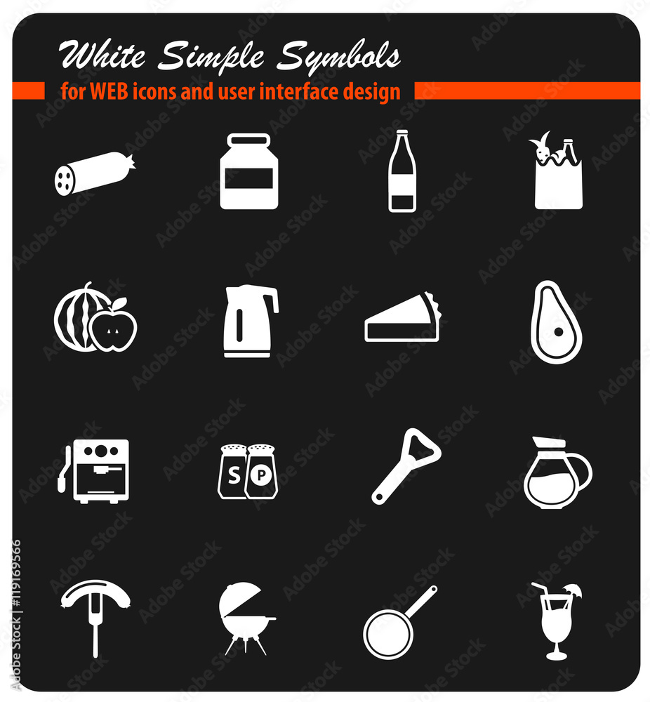 Food and kitchen simply icons Food and kitchen simply icons