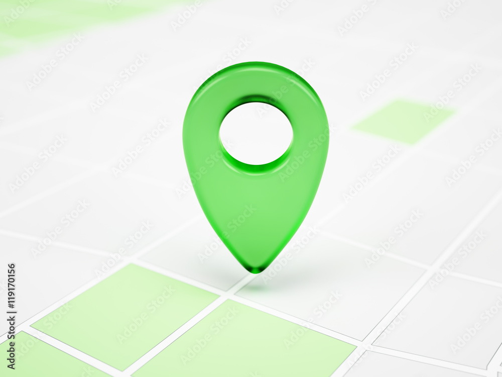 Foto Abstract geolocation marker on a map 3d illustration