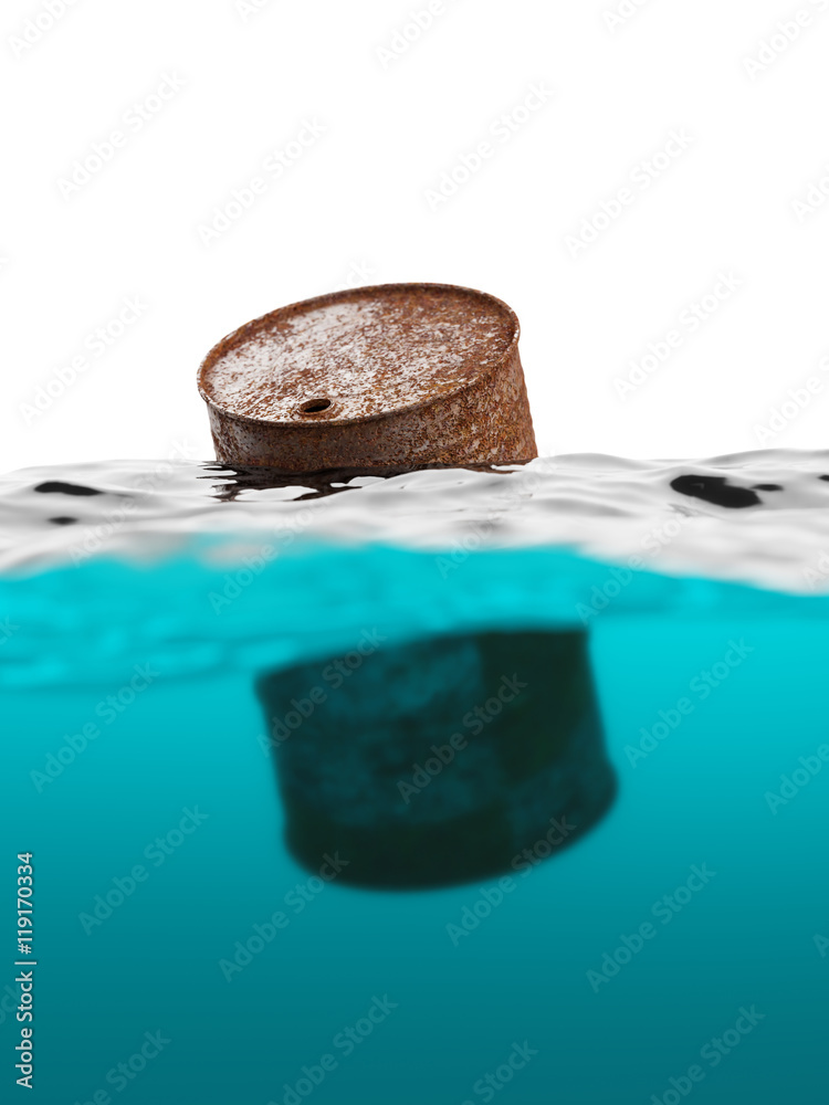 Old rusty barrel floating on the waves Old rusty barrel floating on the waves