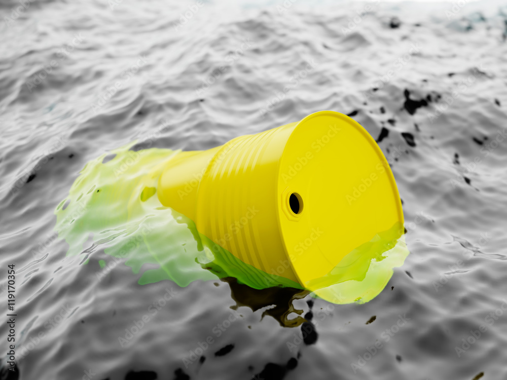 Obraz premium Yellow barrel floating on the waves