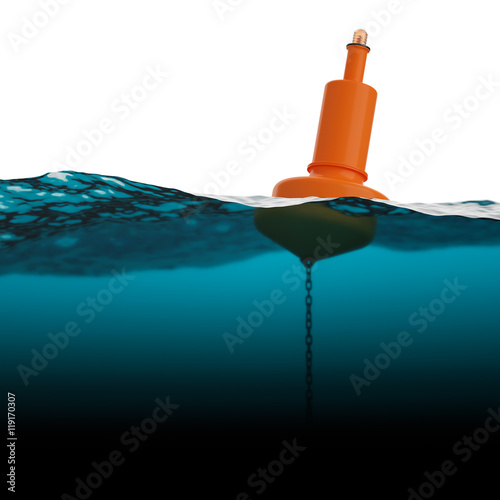 Red beacon on water surface closeup © Sergey