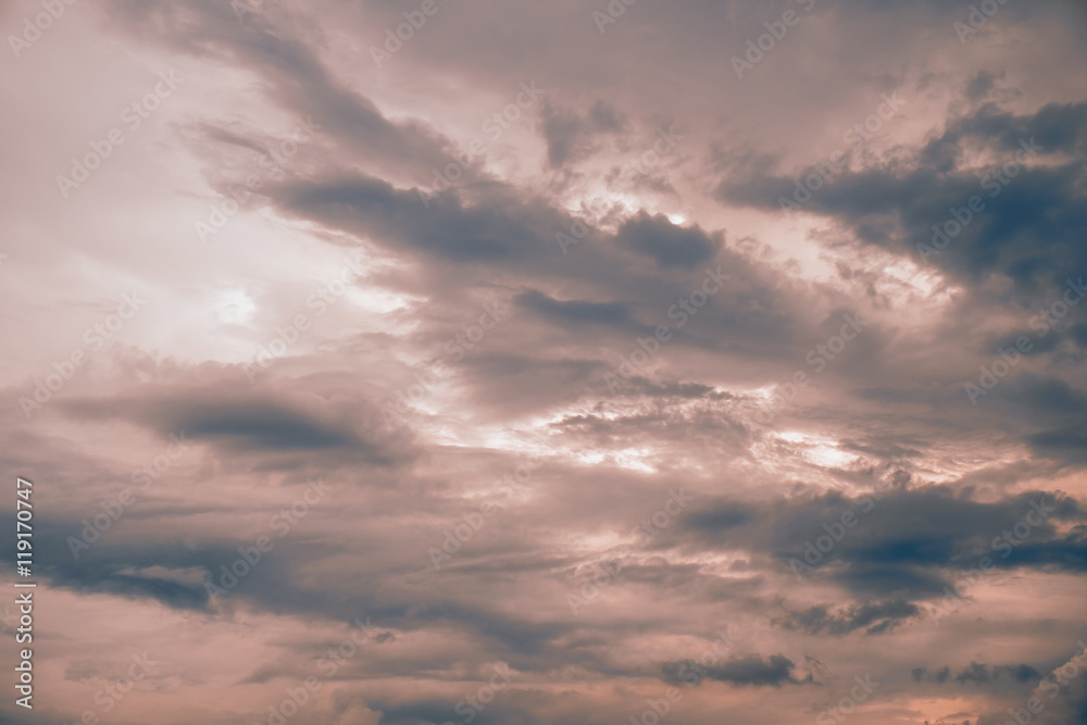 Sky and clouds / Sky and clouds at twilight. Vintage style.