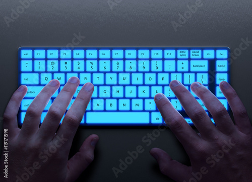 Human hands with keyboard