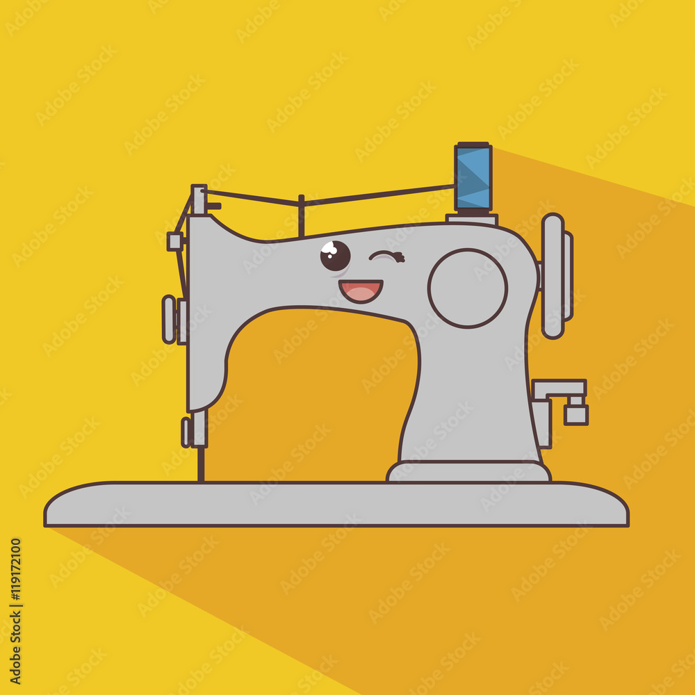 sewing machine character icon vector illustration graphic