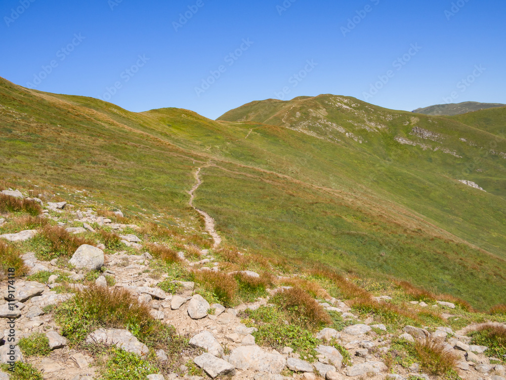 Along the path towards the summit of the mountain