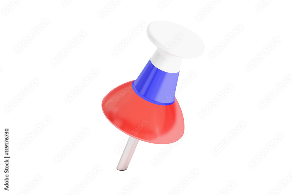 Push pin with flag of Russia, 3D rendering Push pin with flag of Russia, 3D rendering