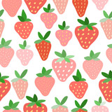 Strawberry seamless pattern background. Summer time theme.