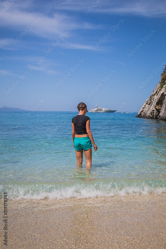View on Xigia Beach on Zakynthos. Sulphur and collagen springs, Ionian Island, Greece