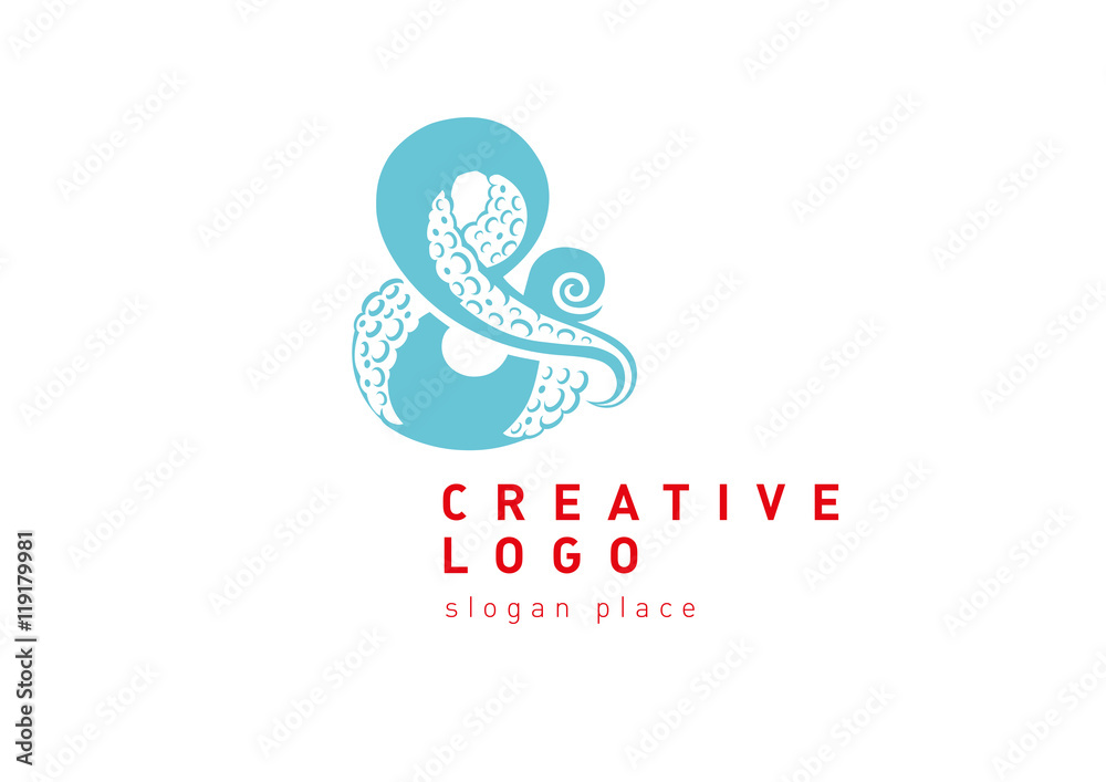 Obraz premium logo typography and octopus
