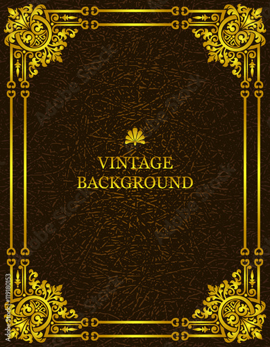 Vector vintage old  background with royal gold pattern frame as a template to create book covers, greeting cards, invitations, backdrops, posters.
