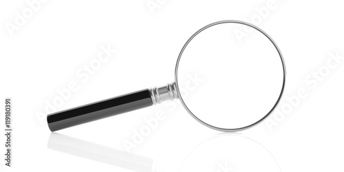 Magnifier glass on white background. 3d illustration 