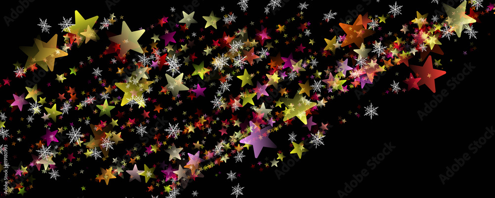 fantastic christmas panorama design with snowflakes and stars