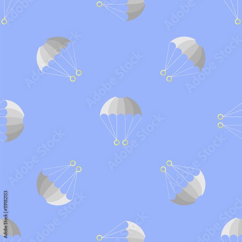 Fototapeta Naklejka Na Ścianę i Meble -  Parachute Seamless Pattern on Blue Sky. Extreme Sport Background.