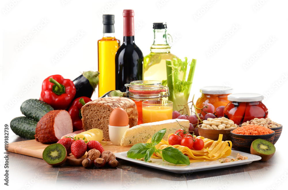 Composition with variety of organic food products Composition with variety of organic food products