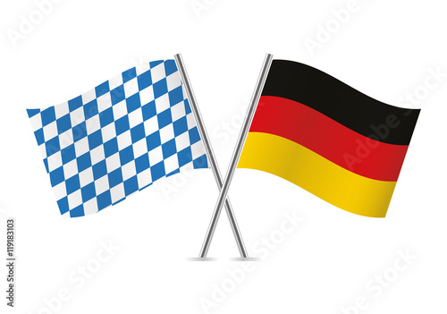 Bavaria and Germany flags. Vector illustration.