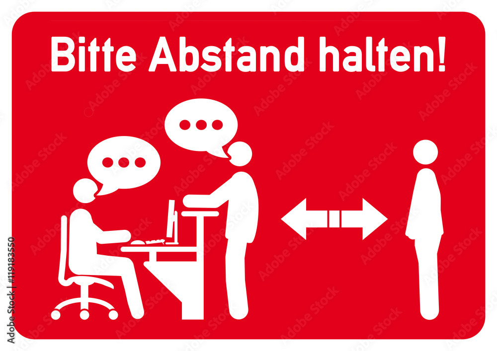 PVC-Schild "Bitte Halten Sie Abstand" – 20x20 Cm, Goldene Schrift, Für Praxis, Bank, Empfang