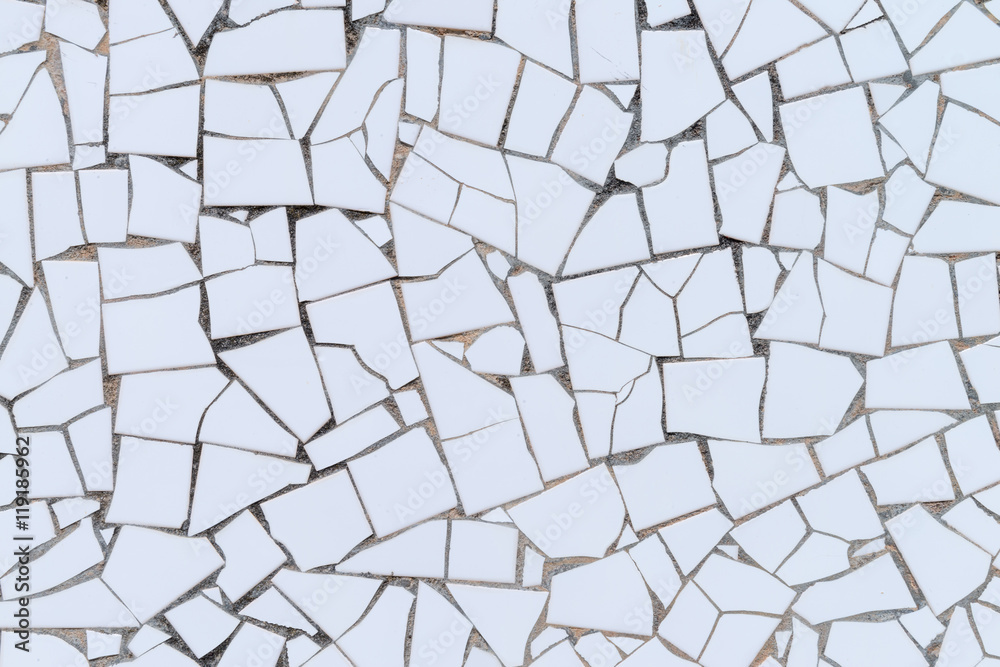 White broken tiles wall White broken tiles wall