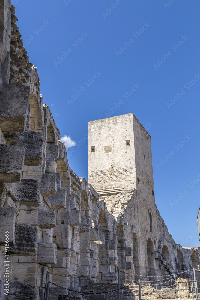 walls of  famous arena in Arles