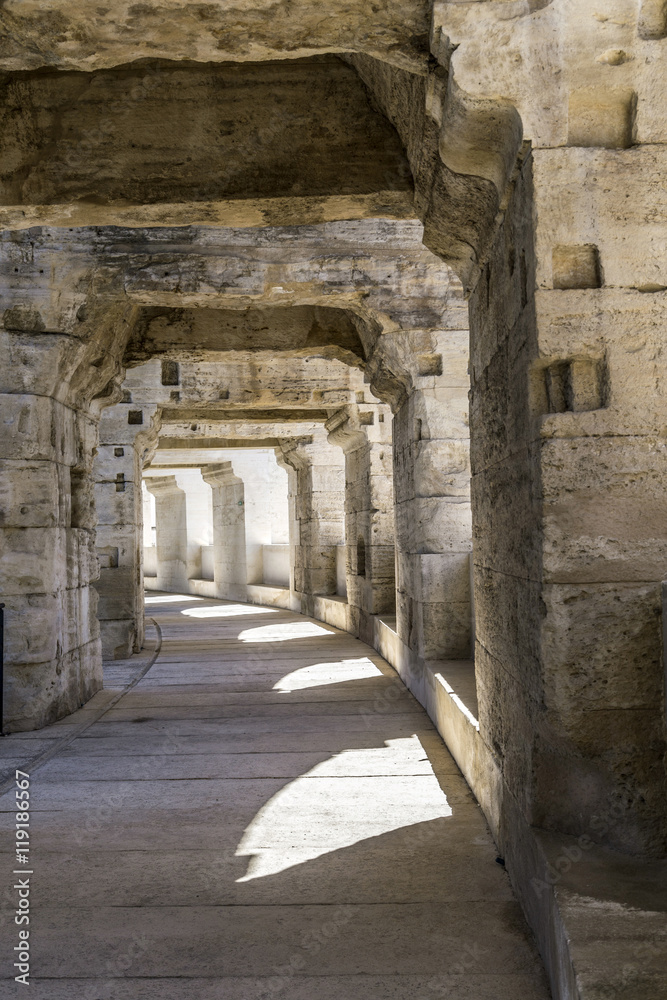 walls of  famous arena in Arles