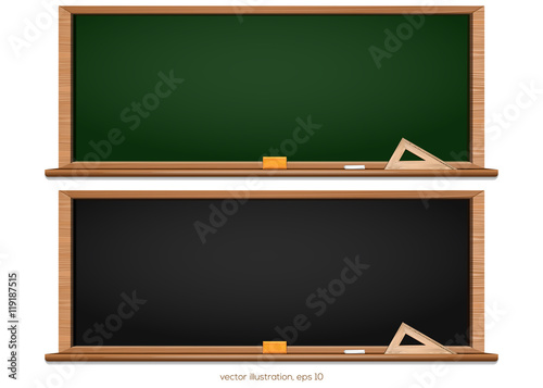 Blackboard. Chalkboard black and green. Back to school. Vector illustration
