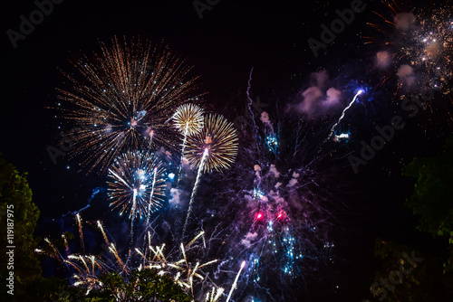 beautiful fireworks display to celebrate the New Year.