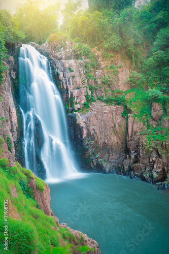 Beautiful fantastic deep forest waterfall at Haew narok waterfal