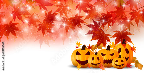 ハロウィン　かぼちゃ　紅葉　背景