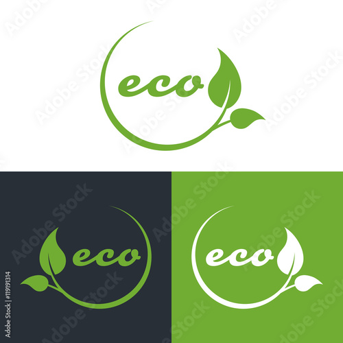 eco or bio friendly company logo, green leaves