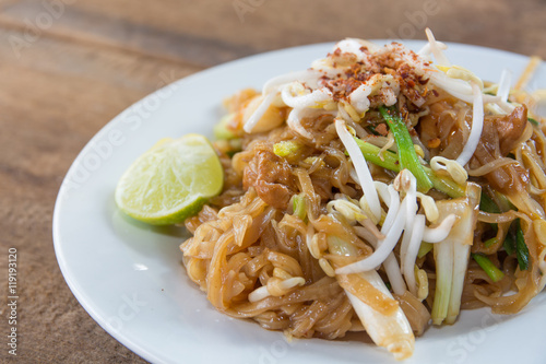 Pad Thai close-up on the table