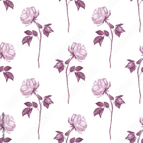 Rose. Watercolor seamless floral pattern 4